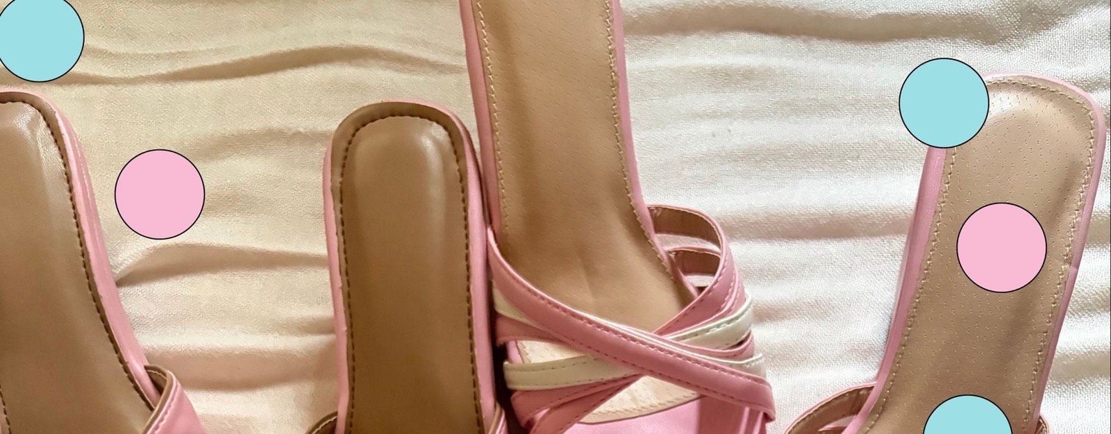 Pink criss-cross heeled slides